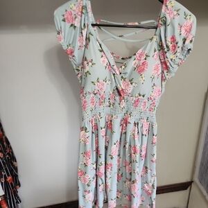 Green Smocked Tie Front Ruffled Midi Sundress